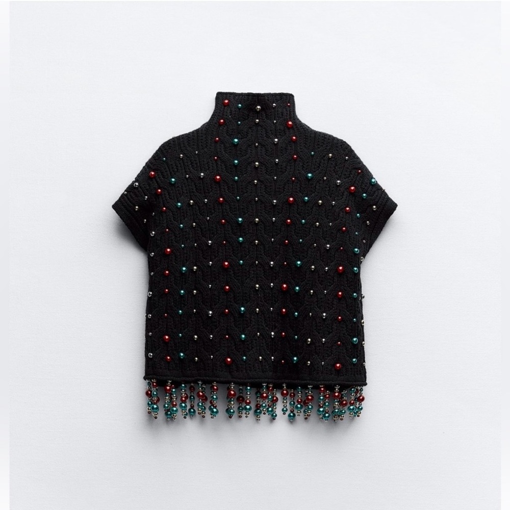 Zara fringed beaded sweater